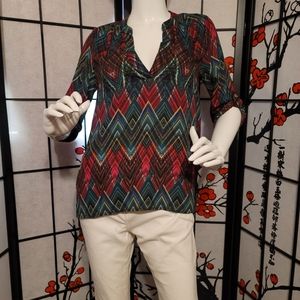 FURY LADIES SHEER PULL ON V-NECK BLOUSE SIZE SMALL